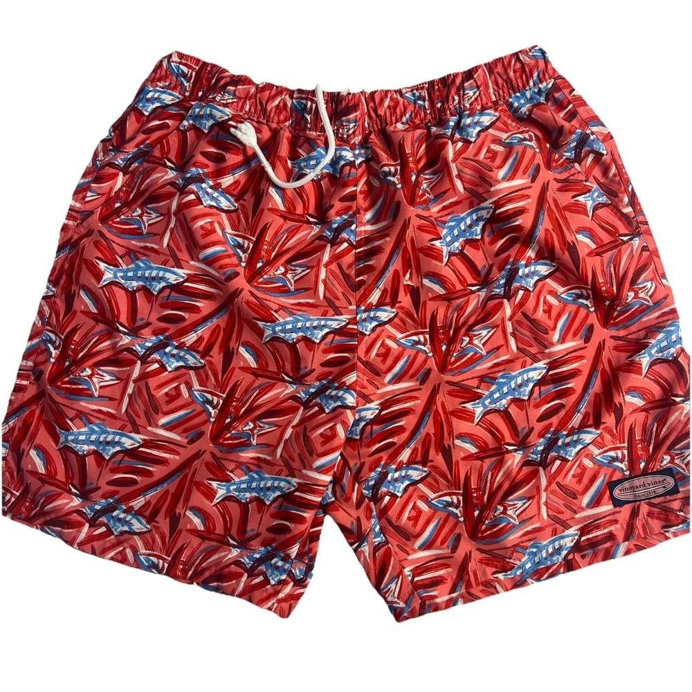 Vineyard Vines Medium Shorts Mens Lined Drawstring Swimwear Board‎ Shorts Fish